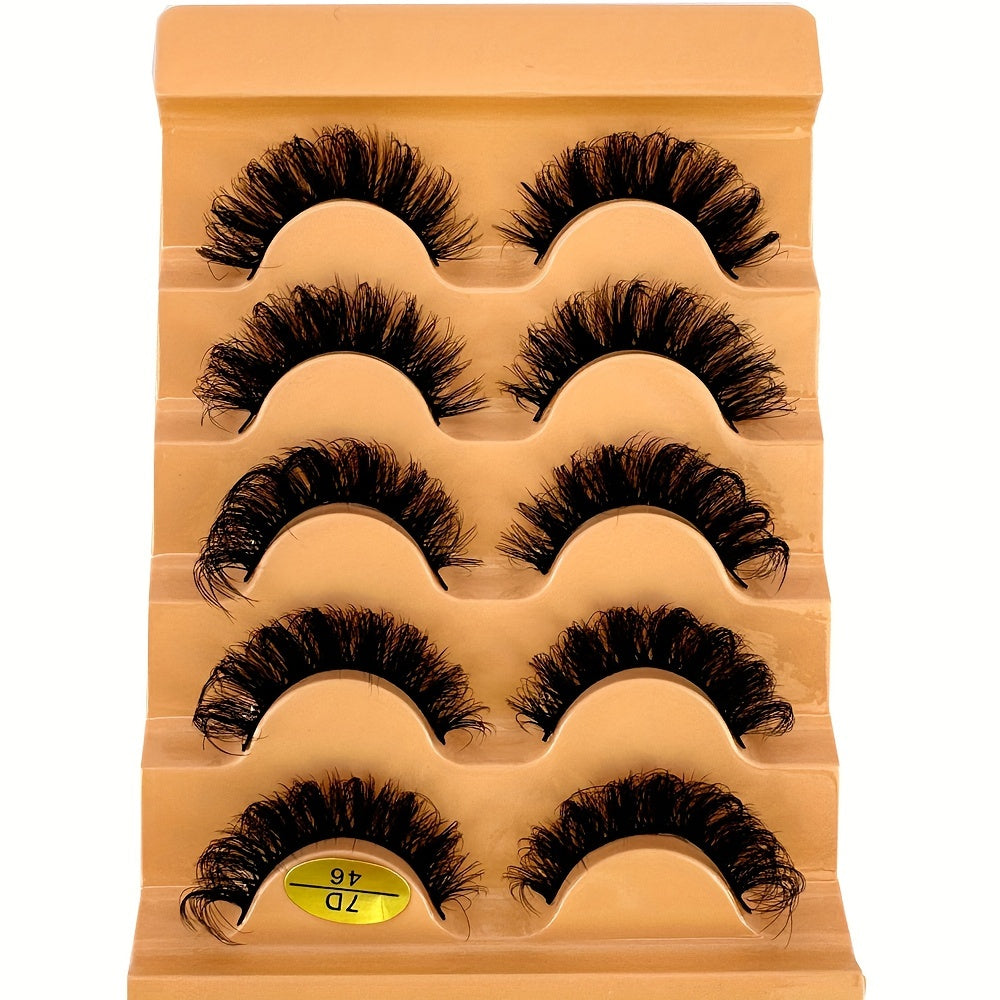 5 Pairs Cat Eye Eyelashes 3D Natural False Lashes D Curling Fluffy Soft Cross Manga Lashes Wispy Natural Eyelash Extension Makeup
