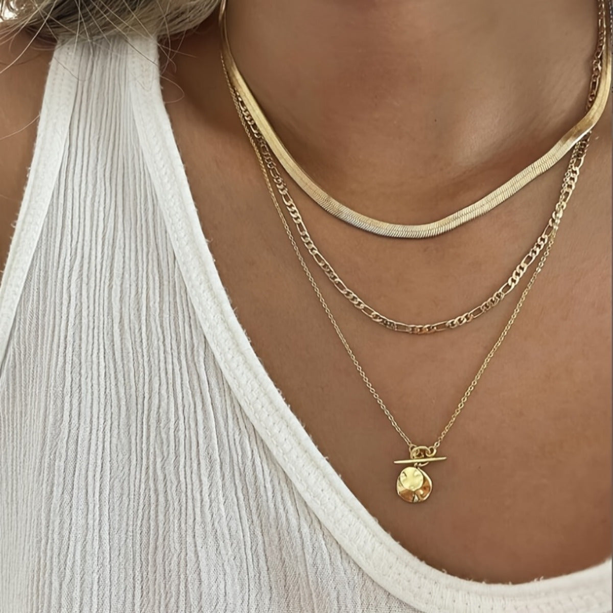 10pcs Vintage Luxury Necklace Set, Heart & Geometric Pendants, Snake Chains & OT Clasp, Alloy, for Daily Wear & Parties, Ideal Valentine'S Day Gift, All-Season Jewelry Collection
