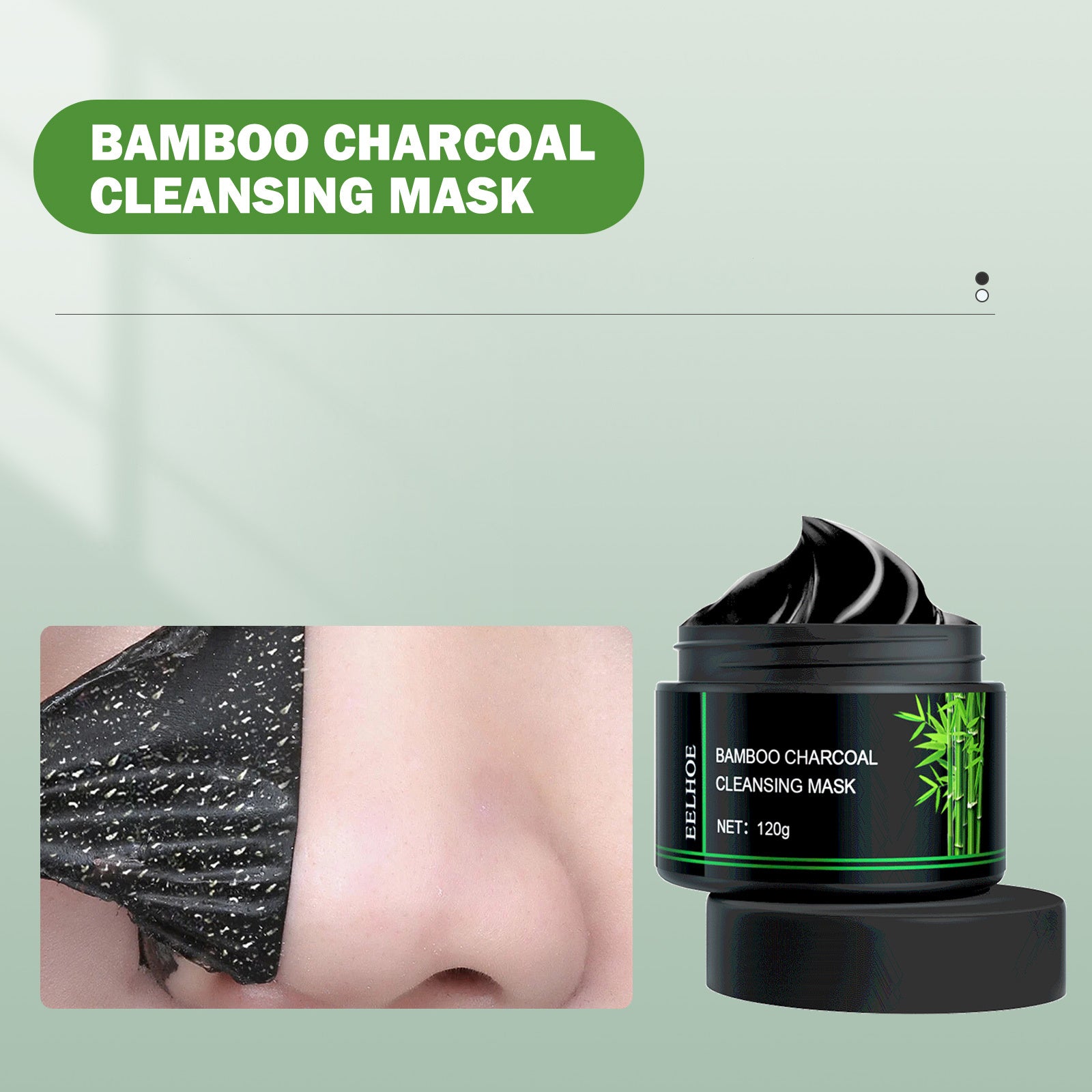2pcs, 120g/ 4.23oz, Unisex Adult Bamboo Charcoal Facial Cleansing Mask, Contains Bamboo Charcoal, Aloe Vera, Alcohol-Free, Moisturizing - Suitable for All Skin Types
