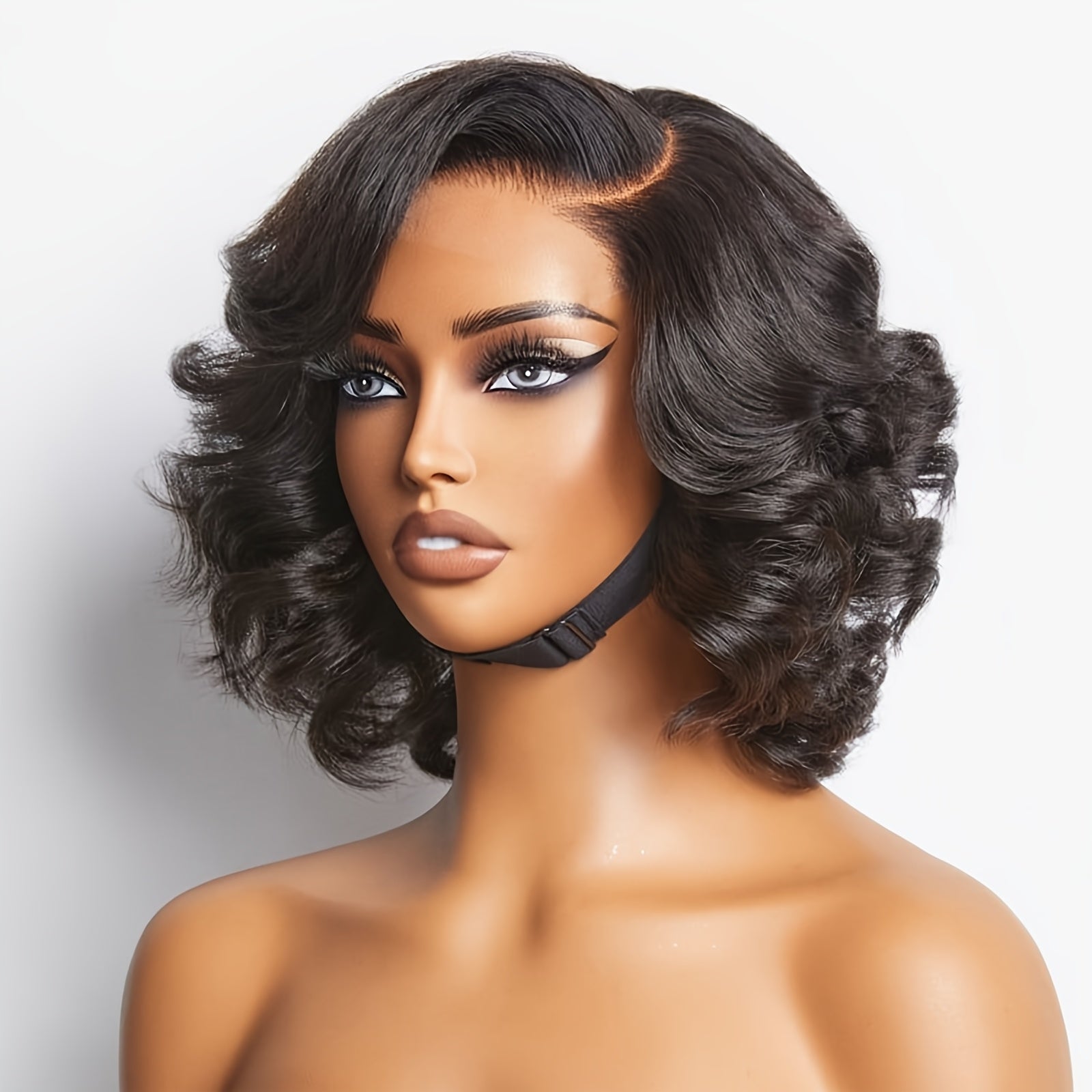 10" Natural Black Curly Pixie Cut Wig - Large 13x4 Transparent Lace Front, Unprocessed Raw Human Hair, Shoulder-Length Bob Style, Glossy Finish, Perfect for Casual Attire or Special Occasions, Special Occasion Wig | Natural H