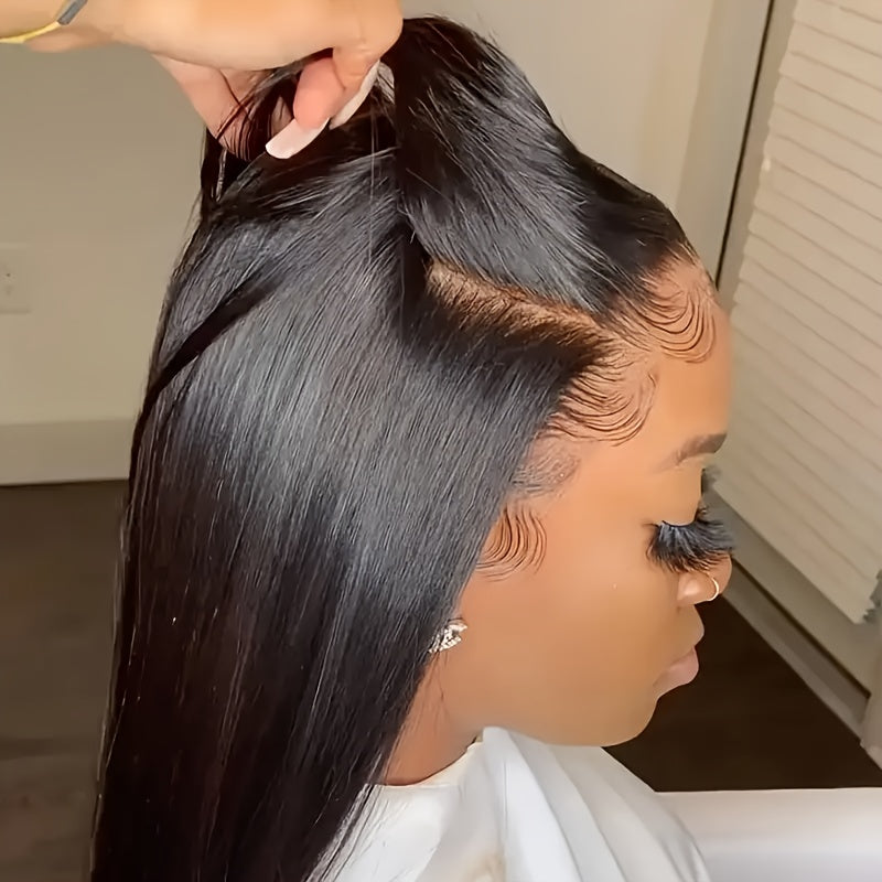 Luxurious 250% Density Straight Human Hair Wig - 5x5 HD Transparent Lace Front, Pre-Plucked & Pre-Cut With Glueless Closure, Easy To Wear & Style, Pre-Bleached Knots, 3 Seconds To Wear