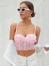Elegant Mesh 3D Pearl Applique Corset Top with Adjustable Straps, Backless Design - Breathable & Comfortable, Perfect for Casual Attire and Special Occasions, Everyday Fashion|Vintage Corset Style|Adjustable Strap Top, Corset