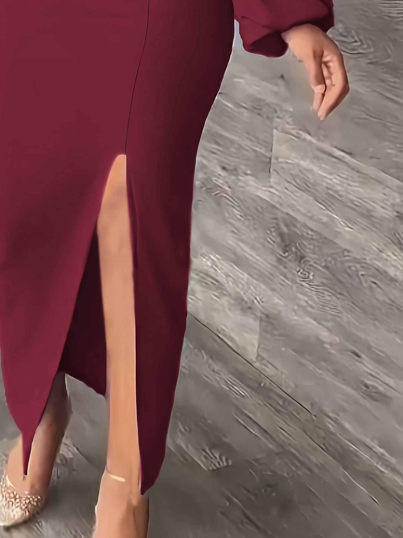 New European and American Style Fashion Slimming Split Long Sleeve Dress Trend