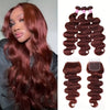 Nadula 12A Reddish Brown Body Wave Human Hair Weave 3 Bundles with 4x4 lace closure, Brazilian Remy Hair Ombre Balayage Human Hair Extension FB30 Highlight Color