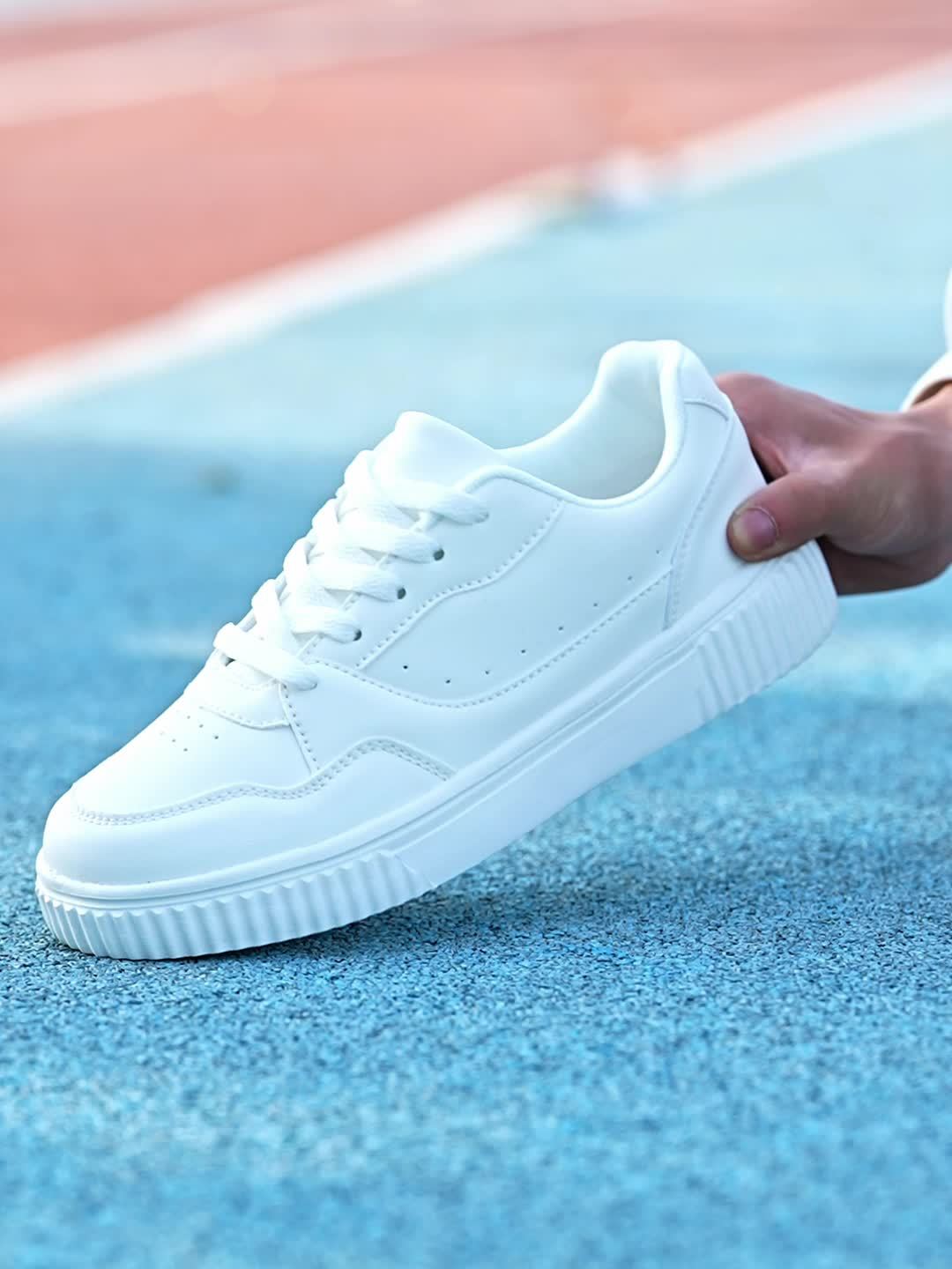 [Faux Flat Sneakers] Durable Anti-Slip Women's Casual Sneakers | Fashion Faux Flat Shoes, Ideal for Leisure, Walking, Running, Jogging - Solid Color, Round Toe, All-Season Low Top with Flexible Fabric Inner & EVA Sole