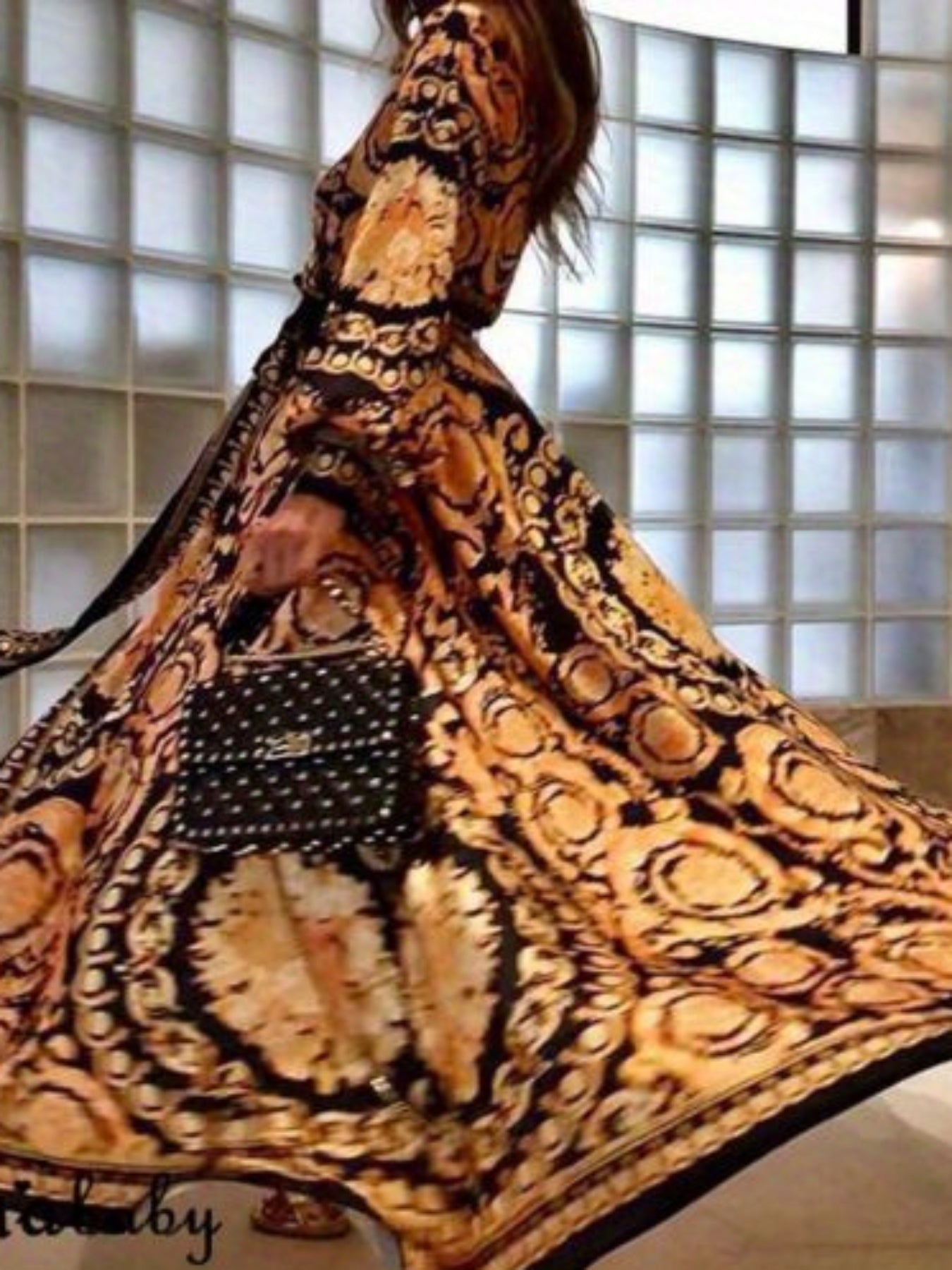 Women Bohemia Dress Long Sleeve Deep V-Neck High Split Long Dress Dress Beach Vacation Sundress
