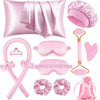 12-Piece Satin Heatless Curling & Sleep Beauty Set – Overnight Hair Rollers, Face Massager, Satin Pillowcase, Eye Mask & More for Healthy Hair and Glowing Skin