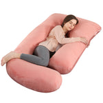 [Full Body Maternity Pillow] 60-inch Full Body Pillow - J-Shaped Maternity Pillow with Velvet Pillowcase - Back, Leg, and Tummy Support for Comfortable Sleep