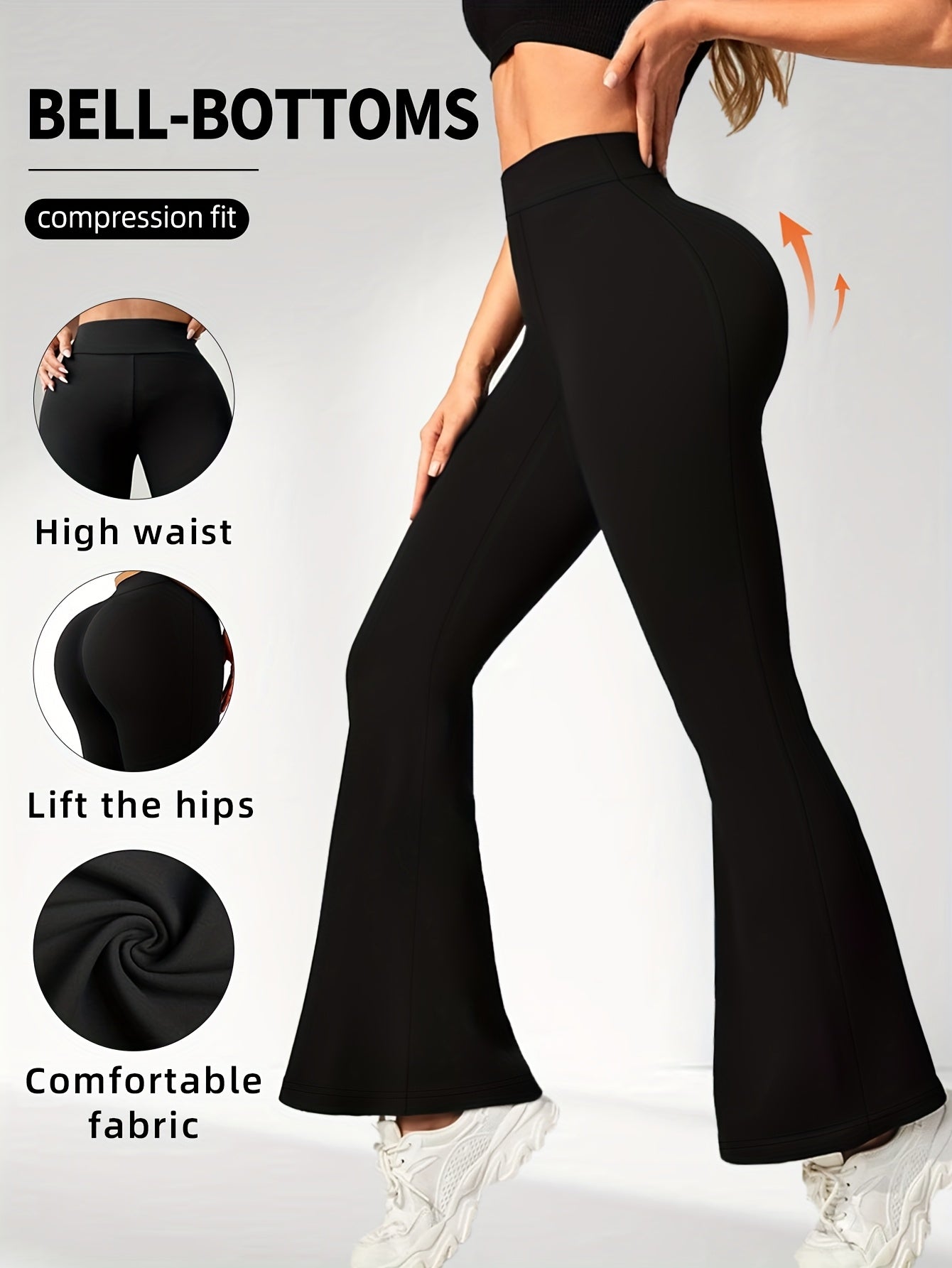 1 pair of Women's bootleg yoga pants, tummy control fitness leggings with non-transparent flared design