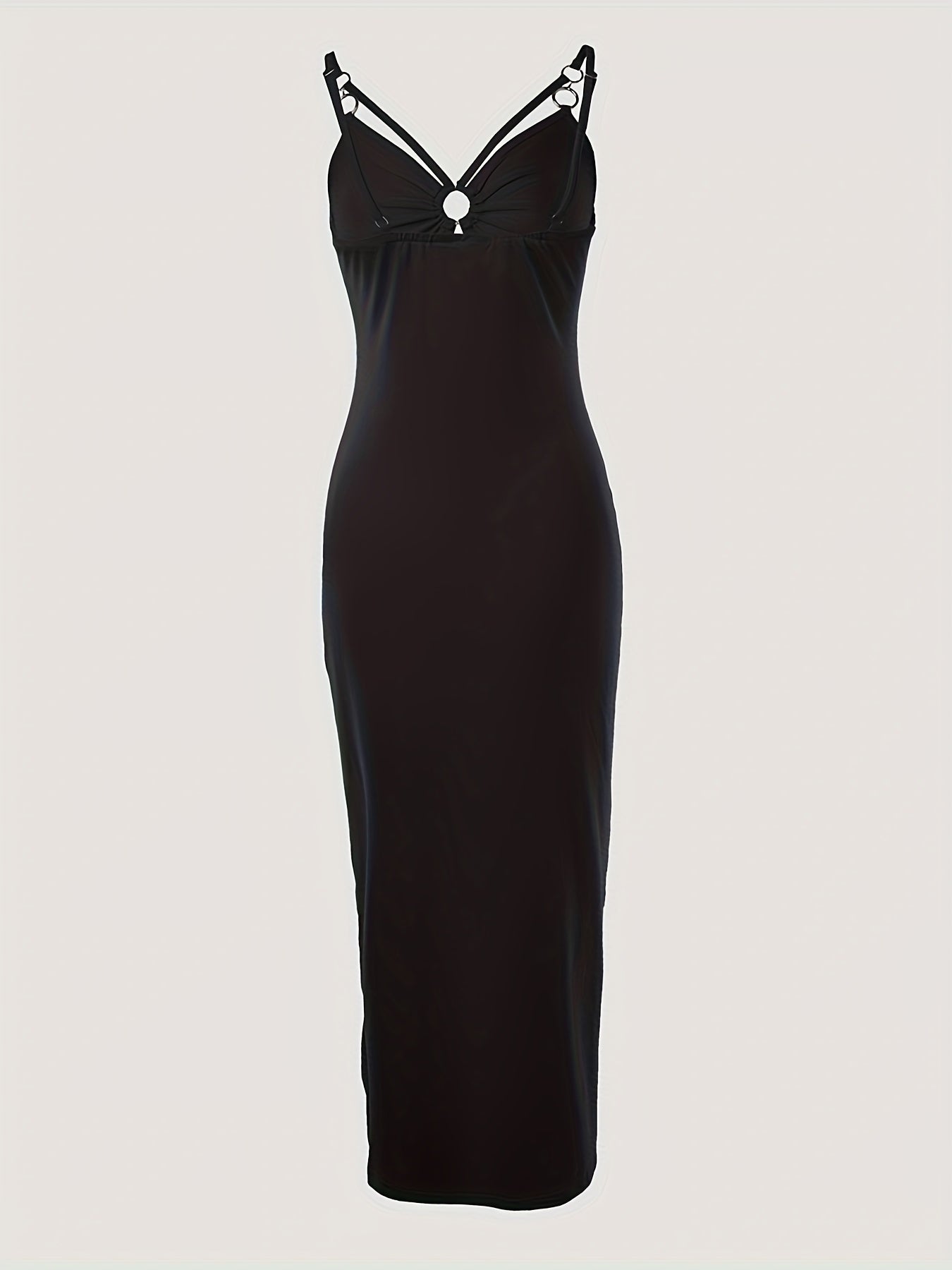 Sultry Split Thigh Ruched Bodycon Dress - Elegant Sleeveless V Neck Cami Dress for Women - Spring and Summer Fashion, Body-Hugging, Comfortable, and Flattering Clothing