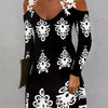 Elegant Off-Shoulder Printed A-Line Dress - Dacron and Spandex Blend, Polyester 95%, Elastane 5%, Knit Fabric - For All Seasons - For Women - Perfect for Parties, Weddings & Casual Occasions - Great Gift for Her