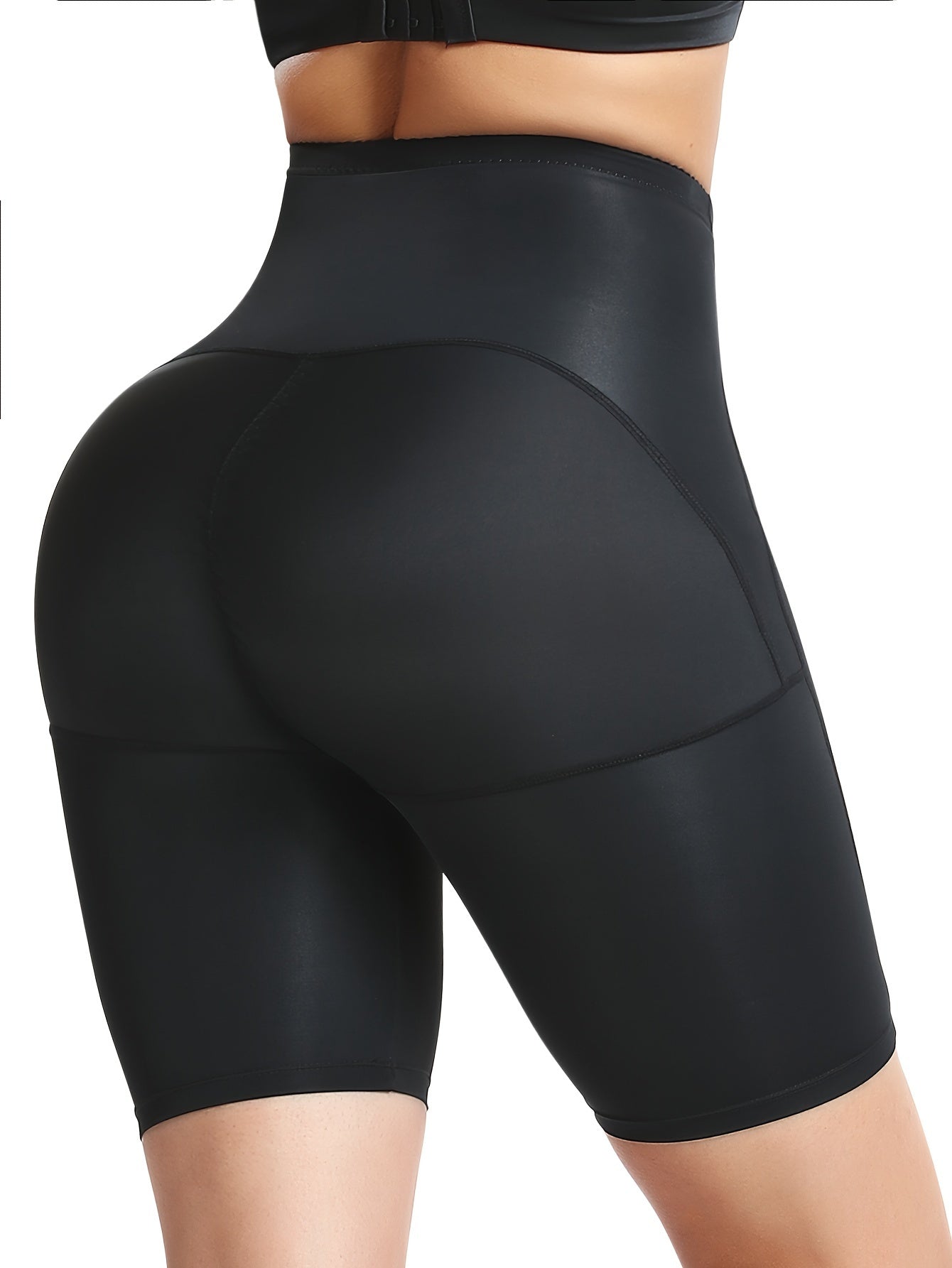 1pc Solid High Waist Shaping Shorts - Comfortable Tummy Control Panties with Adjustable Front Buckle, Soft Polyester Knit Fabric, and Smooth Silhouette - Womens Underwear and Shapewear for Everyday Wear