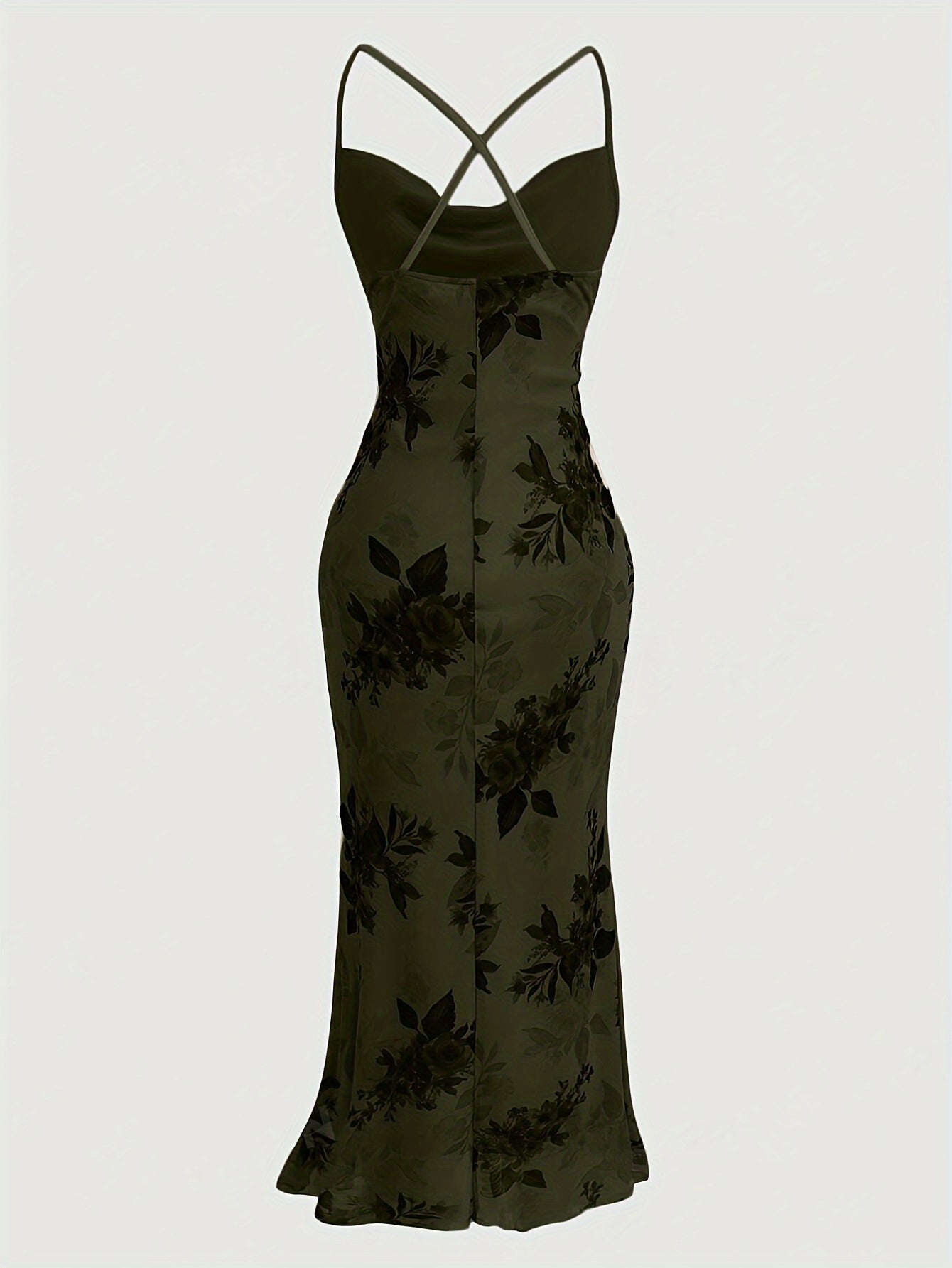 Elegant Sleeveless Crisscross Cami Dress - Floral Print Spaghetti Strap Dress For Spring & Summer - Women's Clothing