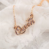 QUEEN Design Shiny zirconia Inlaid Pendant Necklace Boho Elegant Style Alloy Jewelry Statement Female Necklace