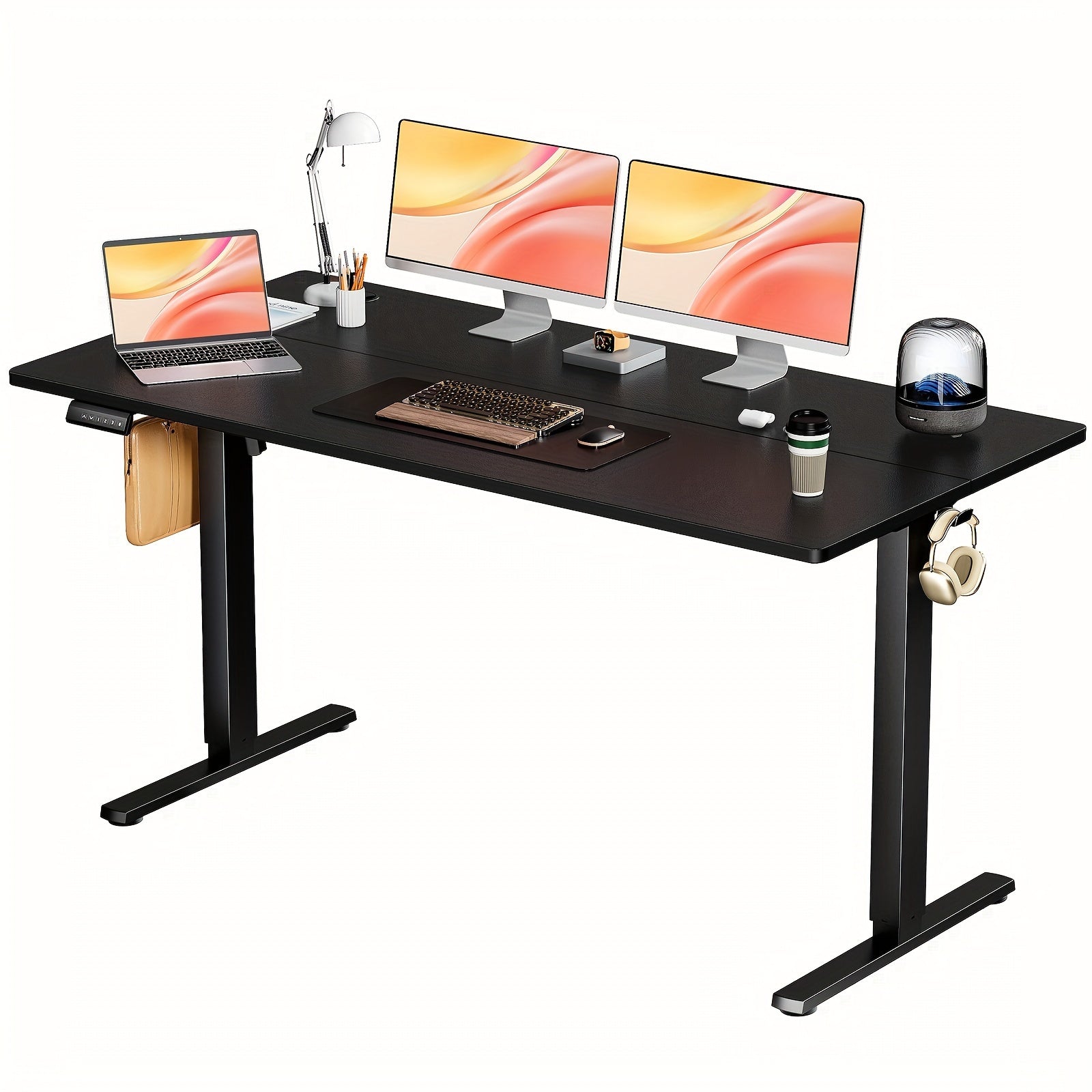 Height Adjustable Electric Standing Desk - 40/48/55/63 Inch Motorized Lift Computer Task Table with Spacious Workspace - Ergonomic Rising Desk for Office and Home with 4 Color Options