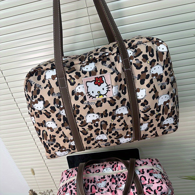 1 Sanrio for hello kitty Duffel Bag - Spacious Zipper Shoulder Tote with Vibrant Cat & Star Patterns, Durable Oxford Cloth, Perfect for Shopping & Daily Use | Ideal for Women, Everyday Tote Bag|Playful Accessory|Zippered Clos