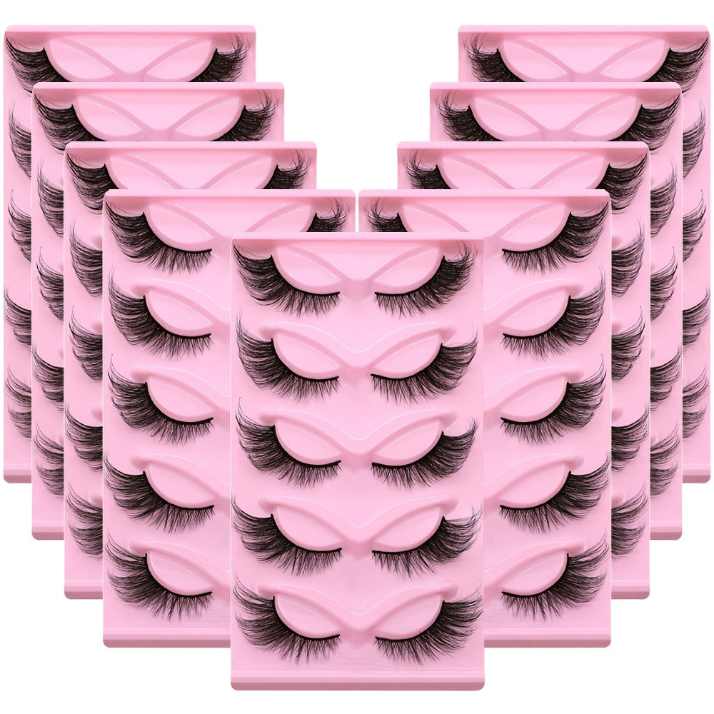 15 Pairs Long Wispy Cat Eye Lashes – 3-Pack D Curl False Eyelashes, Elongated Strip Lashes for Bold, Fluffy Volume | Thick, Lightweight, and Reusable