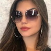 Y2K Rimless Women’s Fashion Glasses with Gradient Lenses, Retro Metal Frame, Large Polygonal Design, Stylish Travel & Fashion Accessories, Casual Eyewear for Everyday Glamour