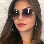 Y2K Rimless Women’s Fashion Glasses with Gradient Lenses, Retro Metal Frame, Large Polygonal Design, Stylish Travel & Fashion Accessories, Casual Eyewear for Everyday Glamour