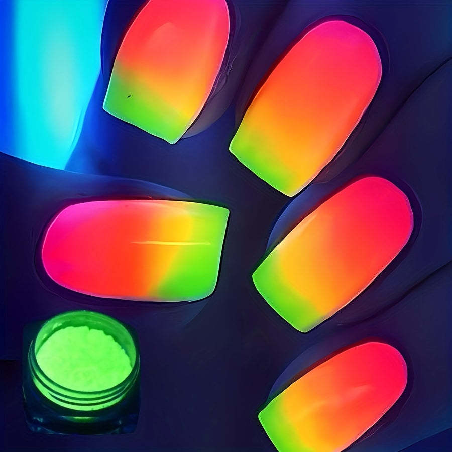 1 Box Neon Phosphor Powder Nail Glitter Powder 10 Colors Dust Luminous Pigment Fluorescent Powder Nail Glitters Glow in the Dark