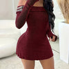 [Targeted]Sexy Girl One-Shoulder Design Long Sleeve European and American Dress Sexy Backless Body Shaping Temperament Hip Short Skirt
