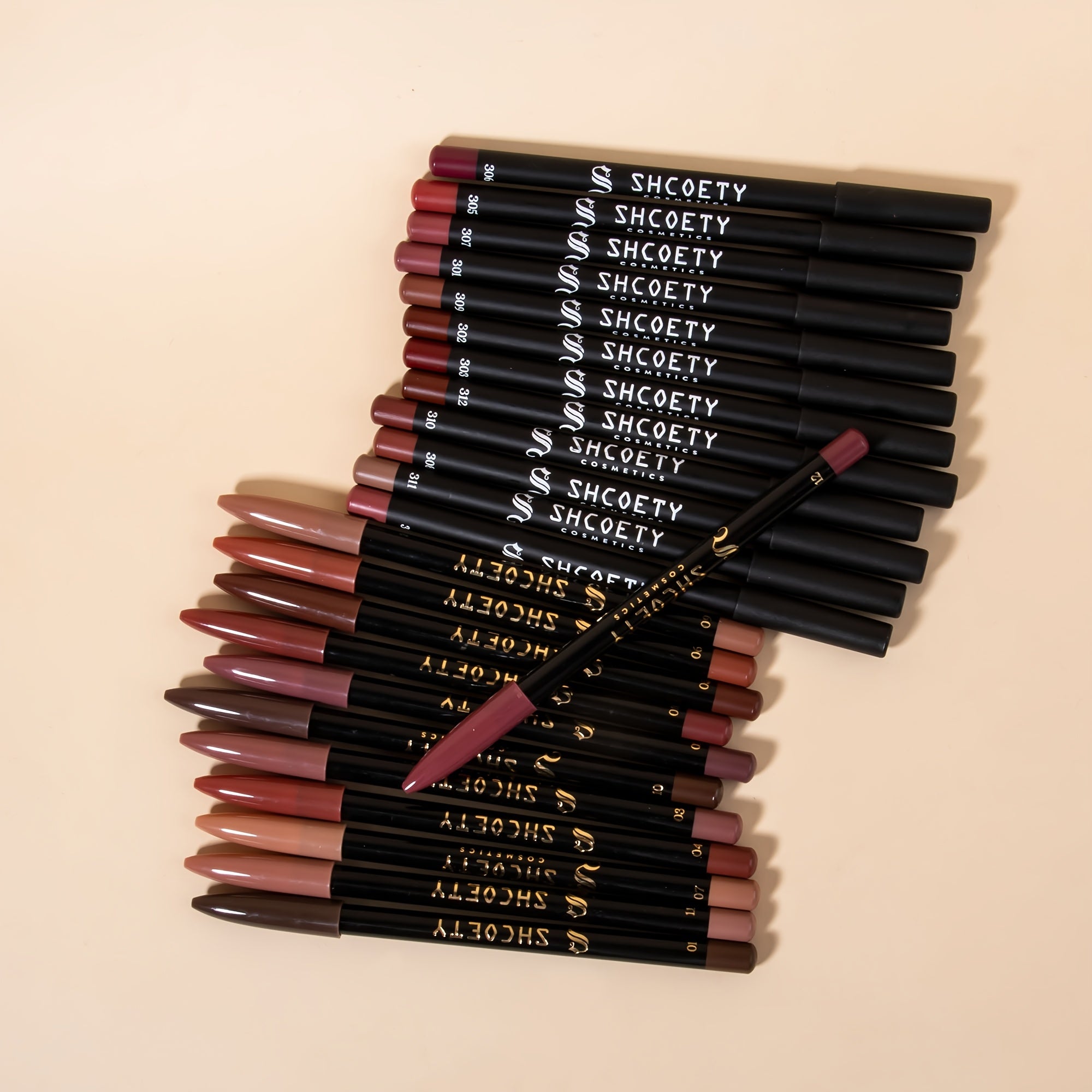 24pcs SHCOETY Matte Lip Pencil Set, Velvet Non-Stick Cup Lip Liner Duplicates, Mixed Color System, Long-Lasting Lipstick Contour Kit