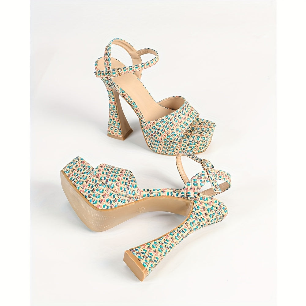 New Summer Fashion High Heels Sexy Fish Mouth Shoes with Skirt Matching Versatile Thick Heel Sandals