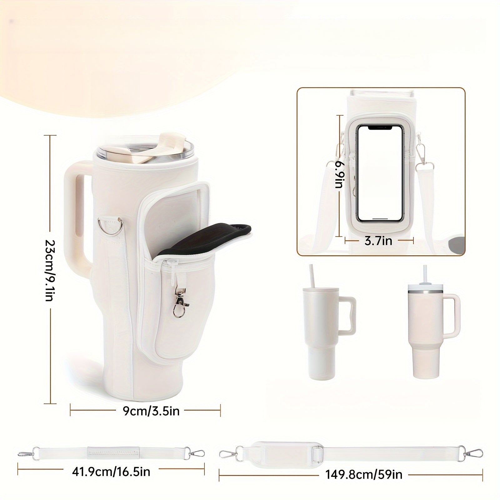 An Insulated Water Bottle Holder with Durable Neoprene Support, an Innovative Fit Design, And Adjustable Straps for a Secure Fit, Easy Portability, And Keeps Drinks Hot Or Cold for Hours (Cup Not Included)