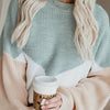 For Fall & Winter, Casual Long Sleeve Color Block Crew Neck Sweater, Women's Clothing