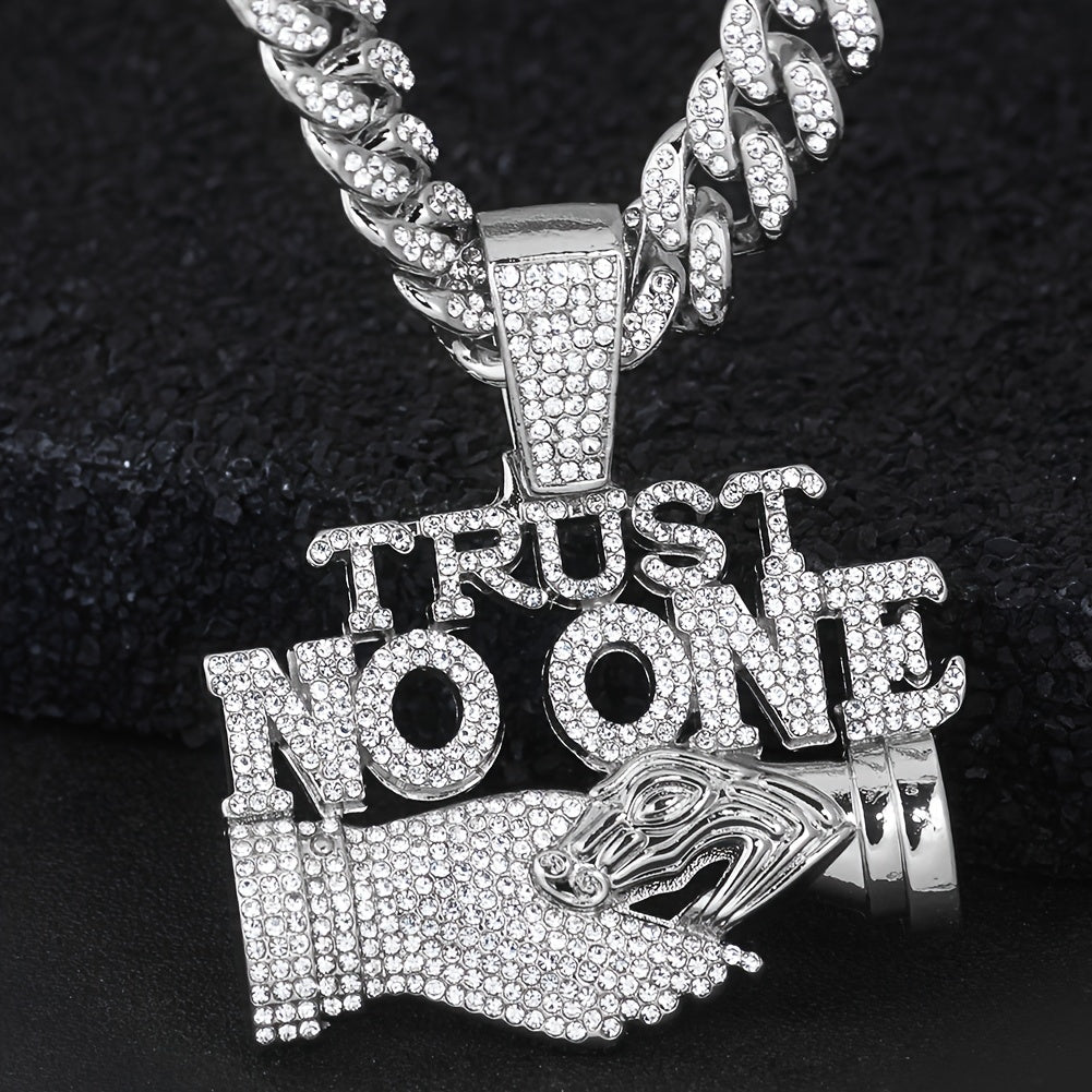 Shiny Character Pendant With Ice Cuban Chain Miami Necklace Men And Women Hip-hop Pendant Necklace Jewelry Gift