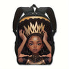 Black Queen Crown Print Backpack: Large Capacity, Lightweight, and Durable for Travel and School - Vegan Friendly