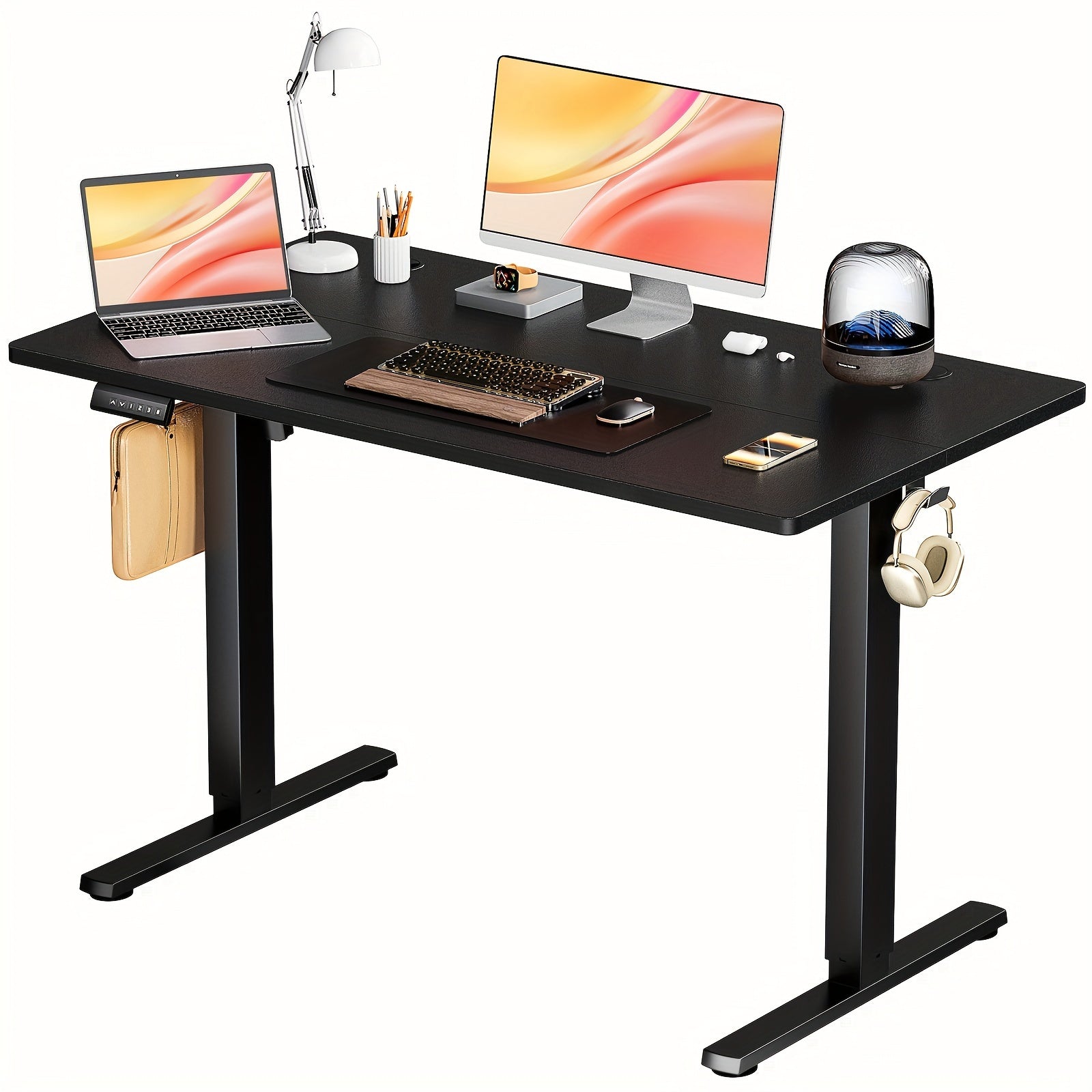 Height Adjustable Electric Standing Desk - 40/48/55/63 Inch Motorized Lift Computer Task Table with Spacious Workspace - Ergonomic Rising Desk for Office and Home with 4 Color Options