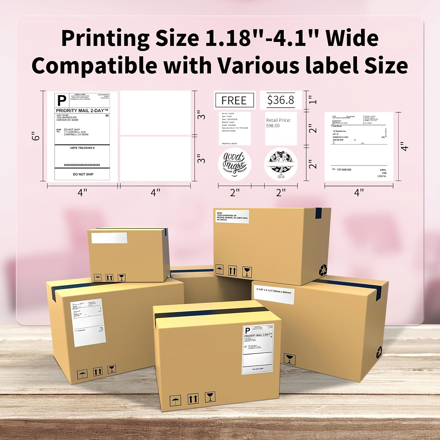 4x6 Transportation Label Printer - Supports Most Platforms, Print Width 1" - 4.7" Wireless Thermal Printer for Small Business, Packaging, 150mm/s Fast Printing, Compatible for Mobile And Computer Use
