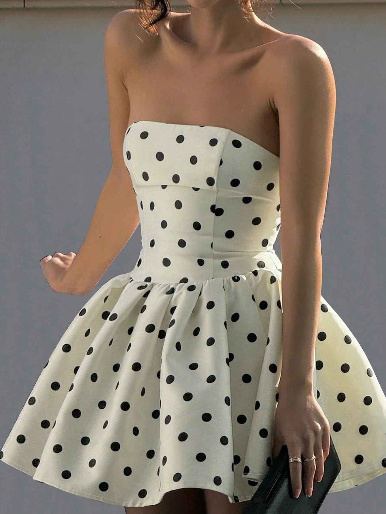 Women's Elegant Polka Dot Off-Shoulder One-Shoulder Sexy Bow Zip A-Line Short Dress