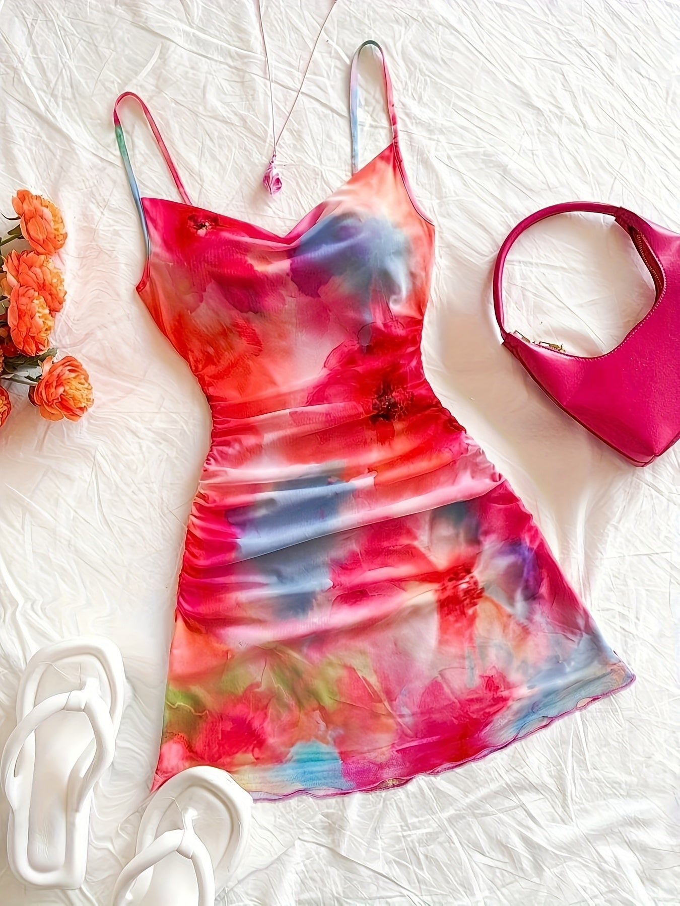 Sexy Ombre Strapless Dress with Floral Print - Perfect for Adult Women, All-Season Fashion, White Sandals Included, Adult Fashion | Floral Print Dress | Strapless Design, Plus Size Dress