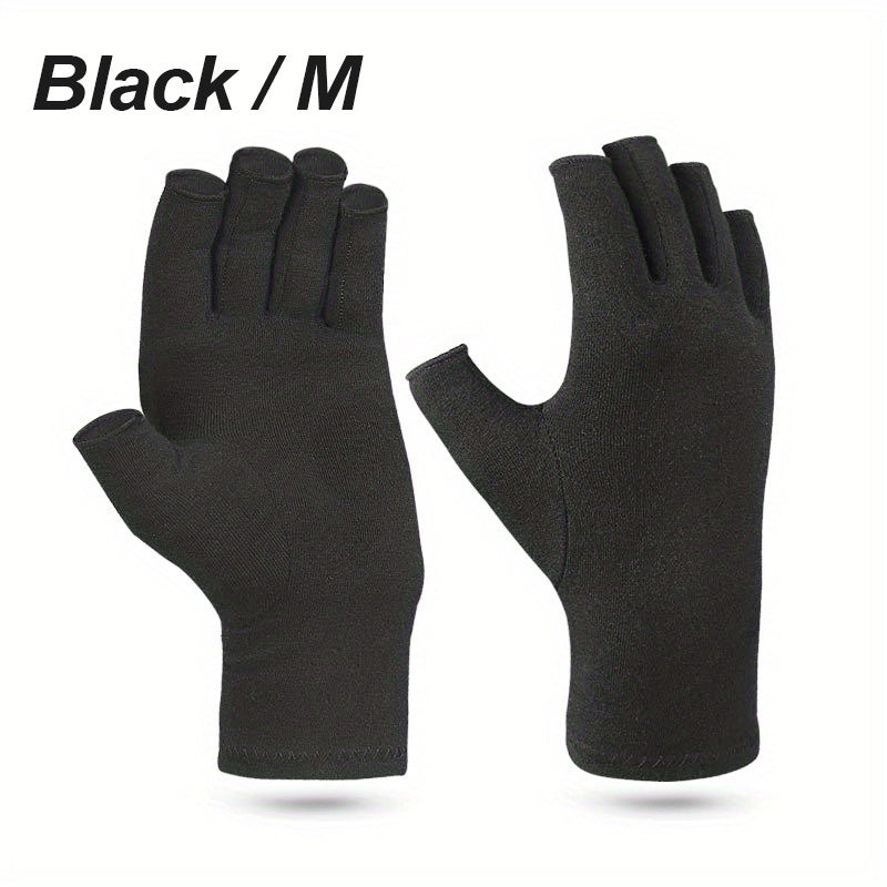 1Pair Fingerless Compression Gloves For Women & Men, Hand Joint Wraps, Sports Hand Support Thumb Gloves For Typing, Daily Work, Hand Care - Open Finger Fit
