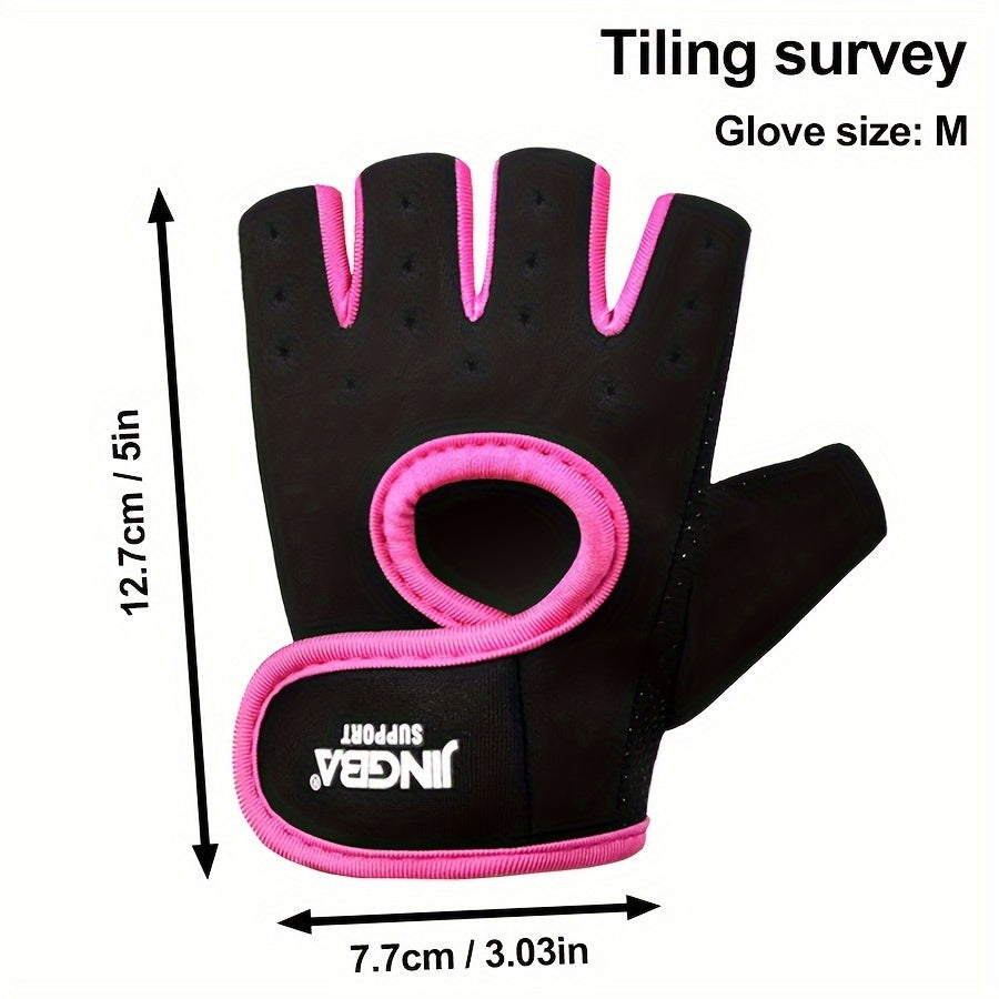 Breathable Sports Gloves with Silicone Non-Slip Palm Matrix, Half Finger Gym Fitness Gloves with Ventilated Back, Durable Polyester Hand Washable Fingerless Cycling Training Gloves - For Men & Women - Suitable for Cycling, Gy