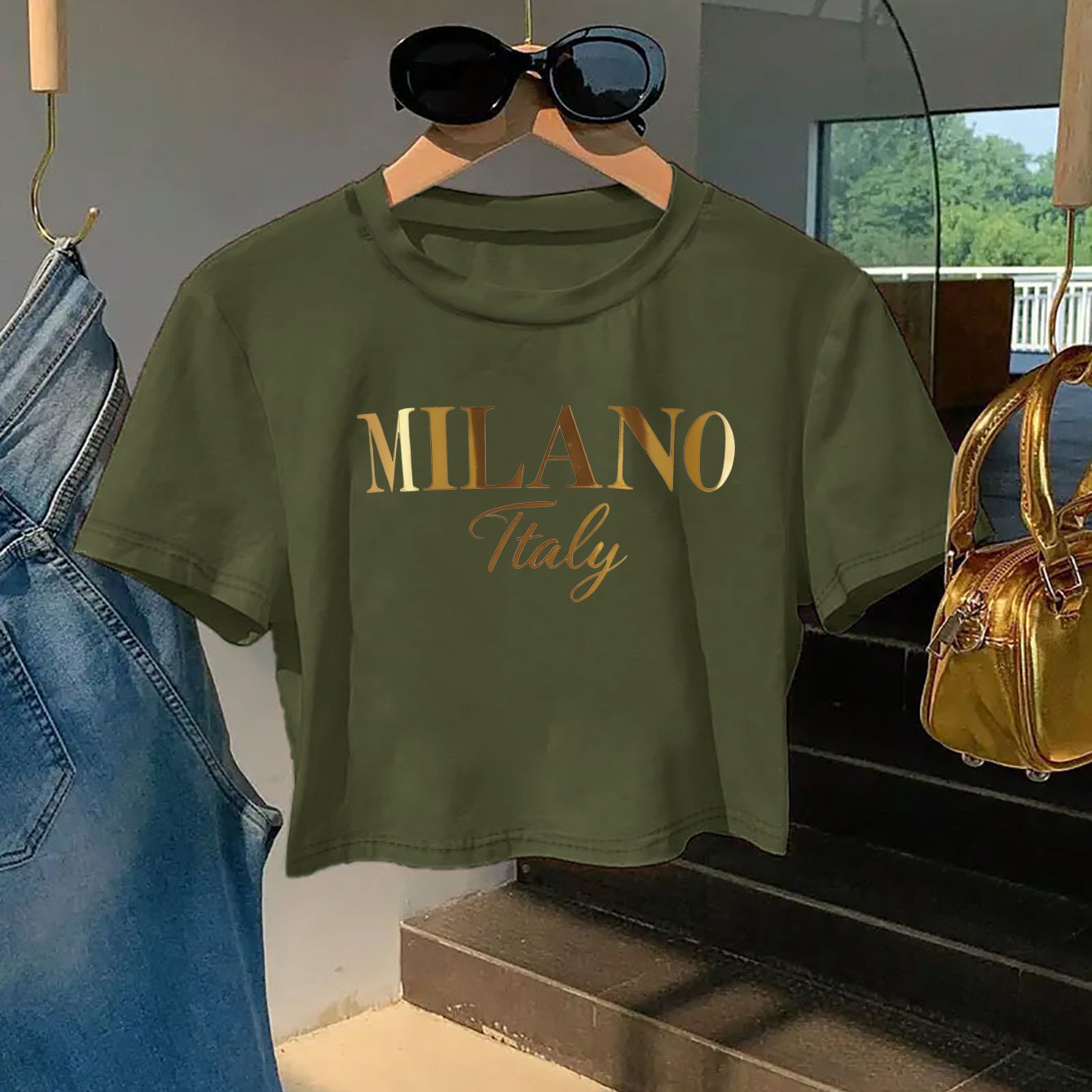 Milano Italy Graphic Tee for Women - Y2K Style, Soft & Comfortable Short Sleeve T-Shirt, Fashionable Letter Print Design, Perfect for Spring/Summer, Casual Wear Tee | Y2K Fashion | Soft Texture Tee