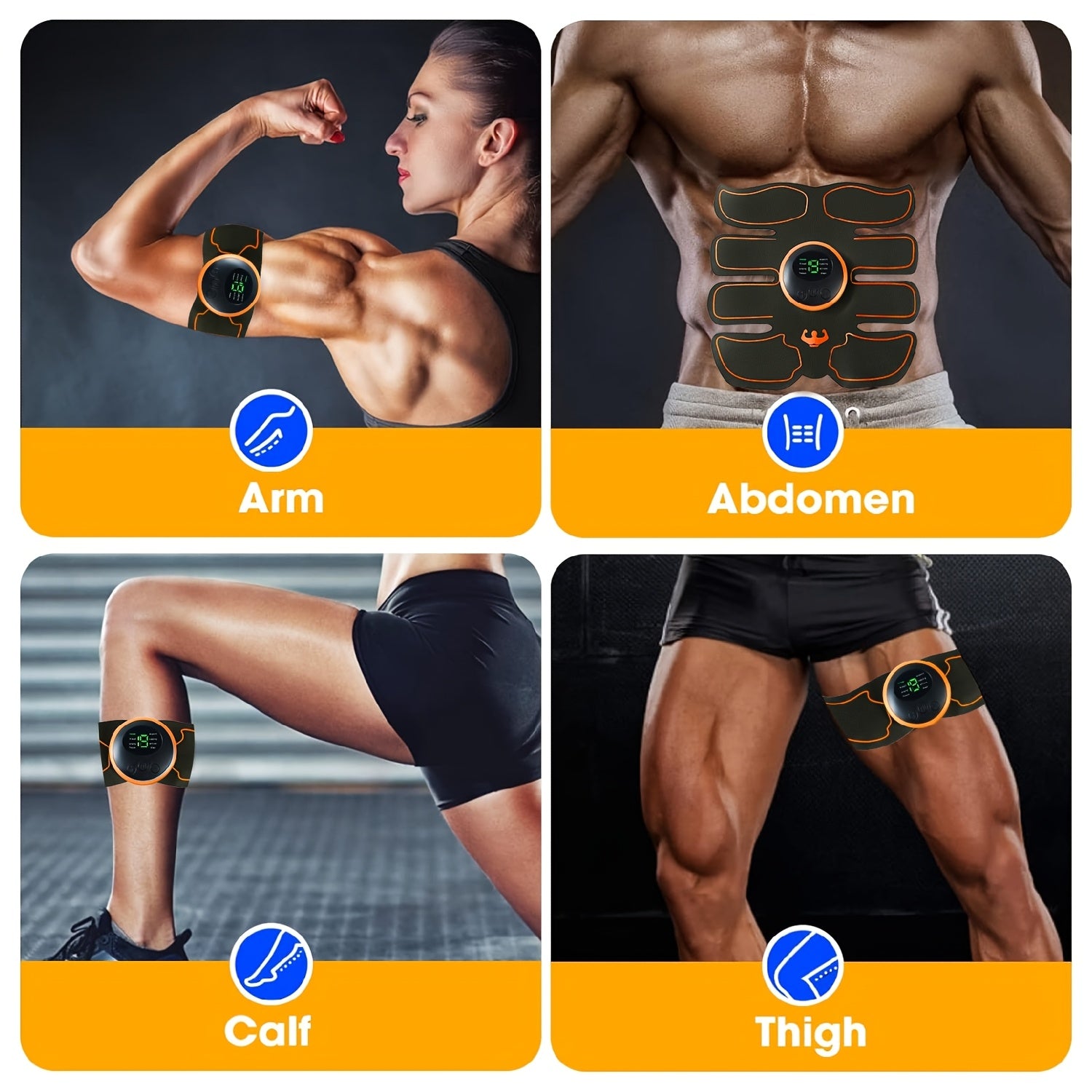 EMS Muscle Stimulator, Trainer Patches, Fitness Exerciser For Arms/Legs Fitness Training, 8 Modes And 19 Intensities