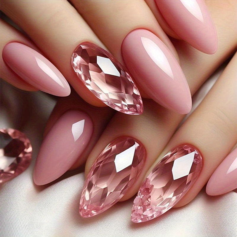 96PCS (4 PACK) Press in Almond Nail Set - Medium Length Purple and Pink Tones with Floral Patterns, Glossy Detachable Nail Tips, Suitable for Fashionable Autumn and Winter Styles