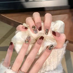 24pcss Press-On Nails, Elegant Pink French Style, Bow and Floral Designs, Coffin Shape, Perfect Fit and Lightweight, 4pcs Nail Tool Set, Ideal for Weddings and Parties, Makes You Irresistibly Charming!