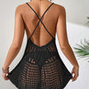 Solid Color Hollow Out Knitted Top, Sexy Sleeveless Beach Wear Cover Up for Summer, Women's Clothing, Crochet, Bell-shaped