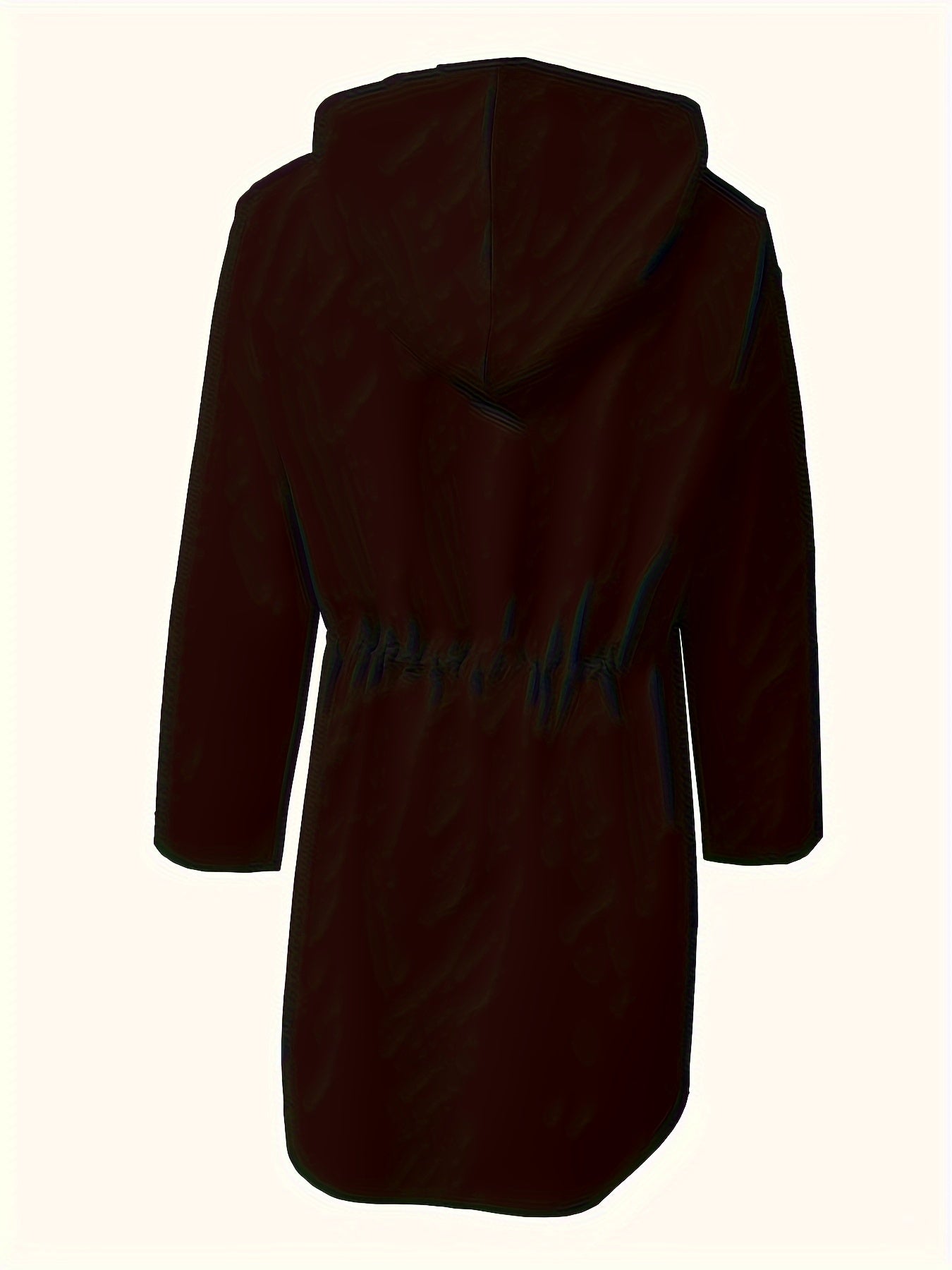 Women's Casual Hooded Jacket with Drawstring & Zip Pockets - Polyester, Machine Washable, Solid Color for Fall/Winter
