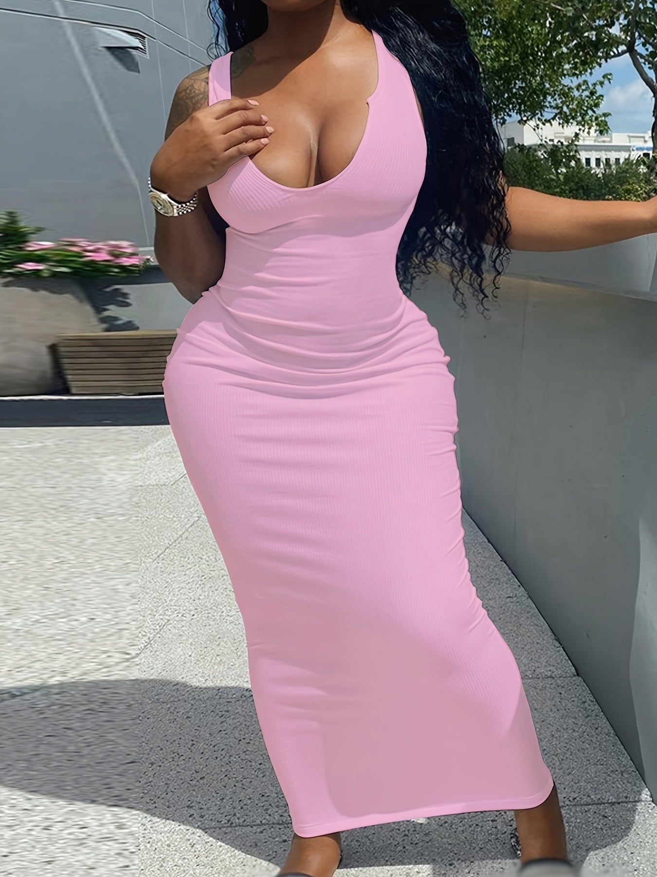 Sexy Maxi Tank Dress, Bodycon Nightclub Party Casual Dress For Summer & Spring, Women's Clothing