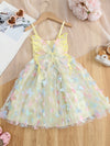 Enchanting Rainbow Butterfly Princess Dress for Girls - Elegant Sleeveless Mesh Tutu with Bow Detail, Perfect for Parties & Birthdays