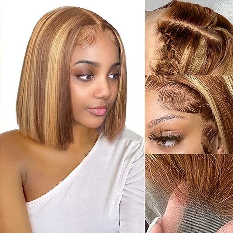 TIMOPOL Bob Wig Human Hair Glue-Free 13x4 Lace Front Wig Human Hair 10-16 "pre-drawn High Definition Clear Lace 150% Density Short Bob Wig for Women