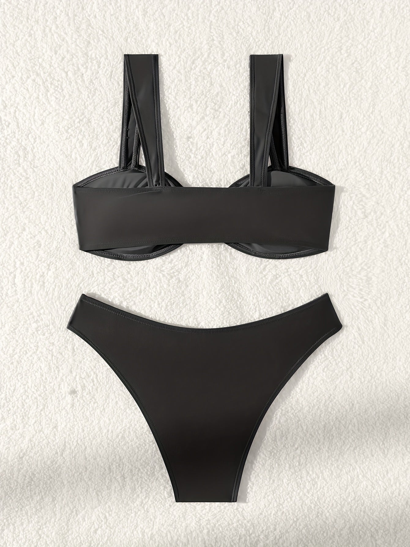 New Two-piece Sexy Solid Color Metal Jewelry Bikini Beach Women's Separated Swimsuit