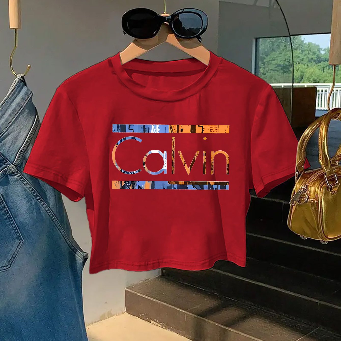 Women'S Y2K Style "Calvin" Graphic Tee - Soft & Comfortable Short Sleeve T-Shirt, Casual & Fashionable, Spring/Summer Top, Casual Wear | Playful Print | Comfortable Fit, Ladies T Shirts
