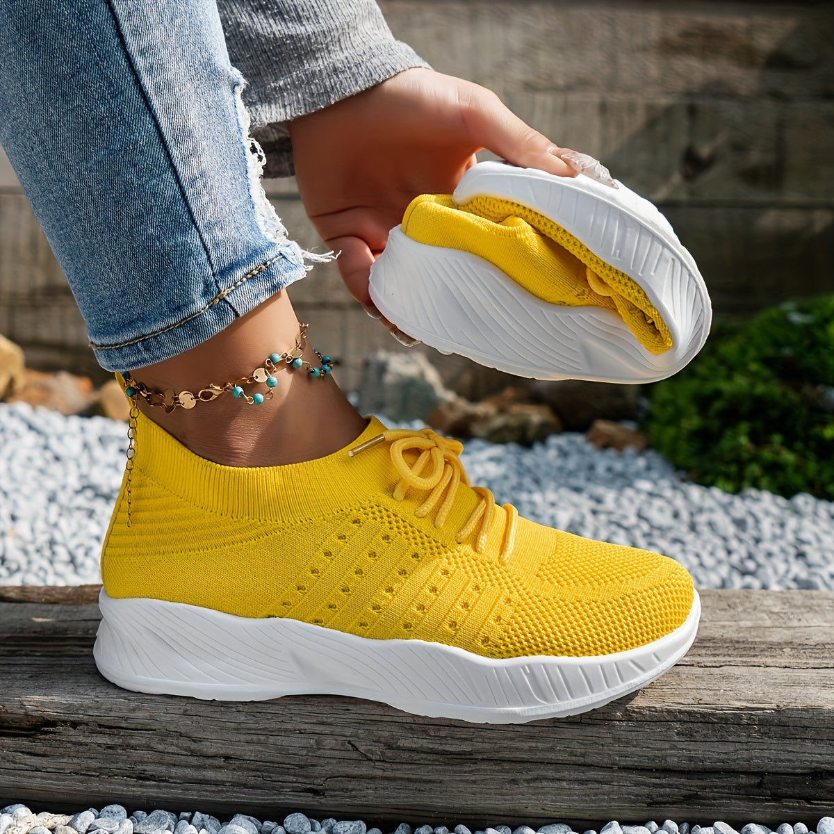 Women's Knitted Sports Shoes - Casual Comfortable Low Top Running & Walking Trainers, Breathable Outdoor Sneakers plus size - For Women - Suitable for Sports, Running, Walking & Everyday Wear - Perfect Gift for Fitness Enthus
