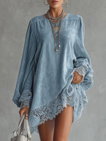 Bestselling Solid Color Lace-trimmed Dress